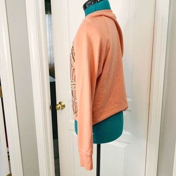 Akemi & Kin Peach Embroidered Beaded Bohemian Beaded Crew Neck Long Sleeve Shirt - Picture 5 of 10
